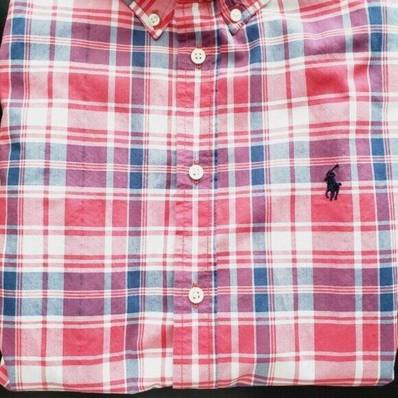 RALPH LAUREN Boys Plaid Long-sleeve Shirt Size Large 14/16 GUC - Picture 4 of 7